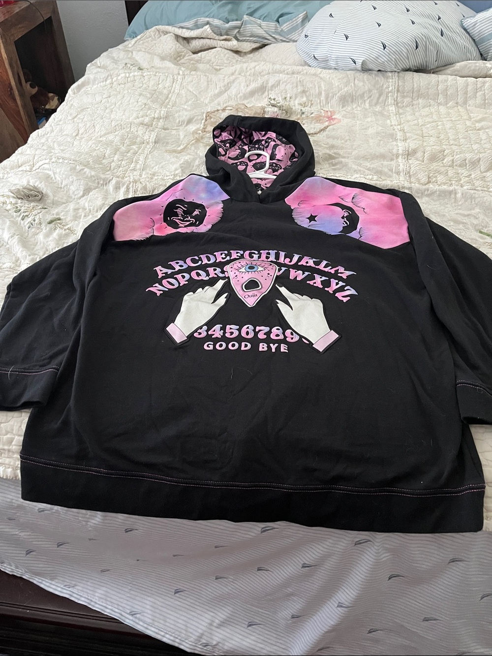 Spirit Black Hoodie with Pink Graphic Accents
